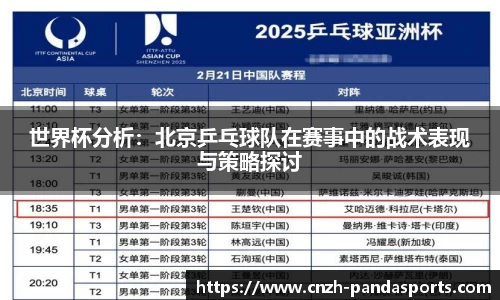 世界杯分析：北京乒乓球队在赛事中的战术表现与策略探讨